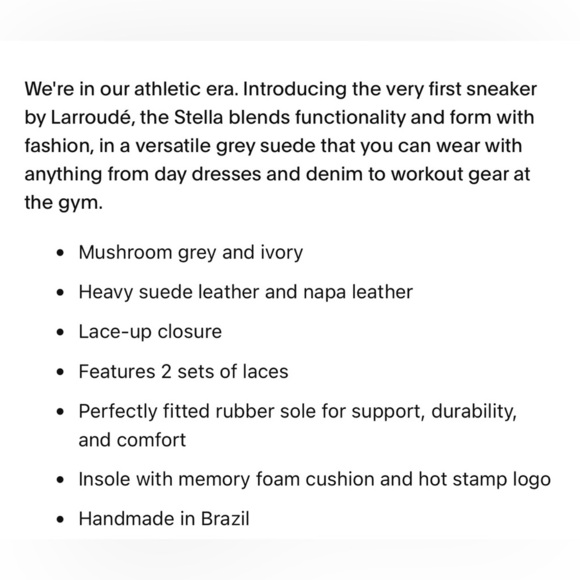 Larroude Stella Sneaker In Mushroom Grey Suede and Ivory Leather Sz11 - Picture 4 of 11